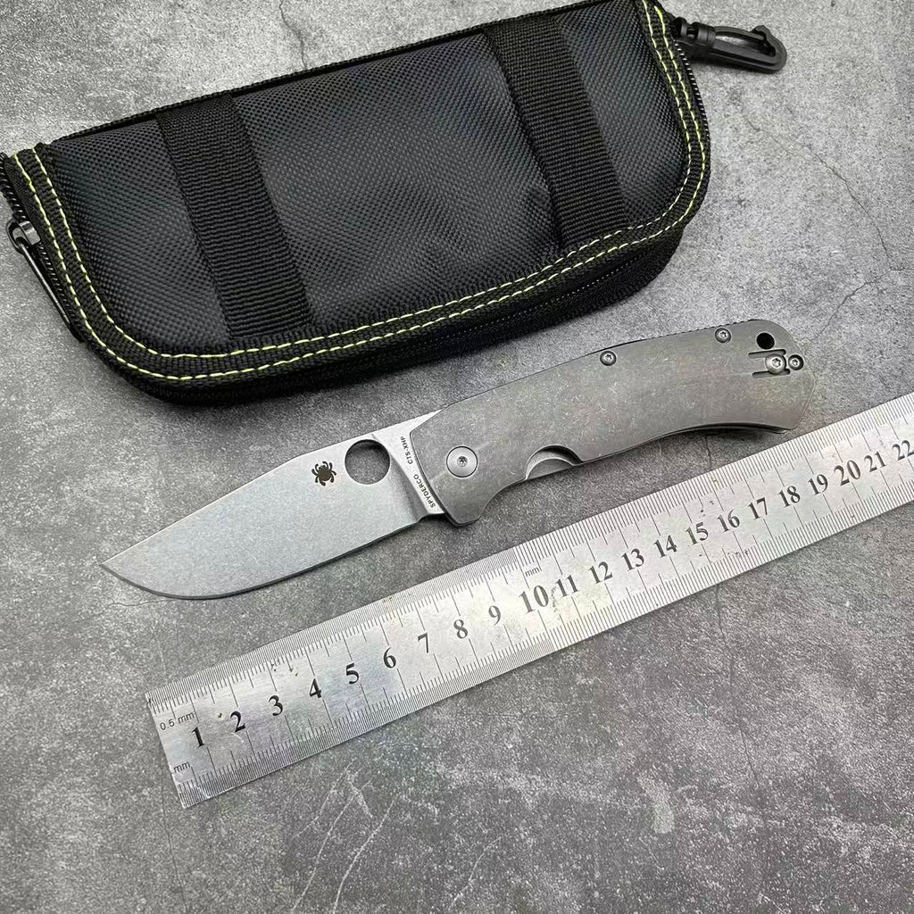 SP C186 Folding knife Titanium handle D2 Steel Camping Outdoor Survival Tactical EDC Knife