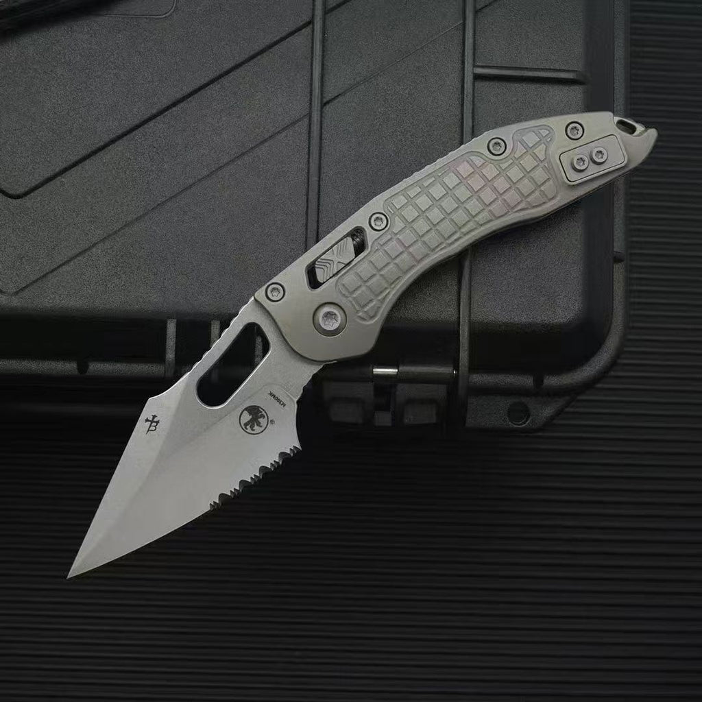 MT New Stitch Folding Knife Titanium Camping Outdoor Hunting Survivial Knife