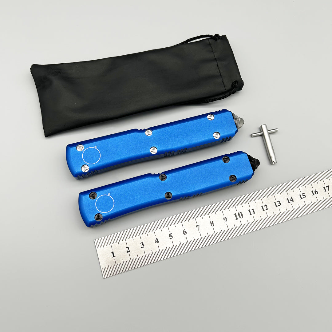 MT UT CNC aviation aluminum Blue Handle Hunting Survival Tactical Combat EDC Outdoor Self-defense Pocket OTF complete Knives Parts