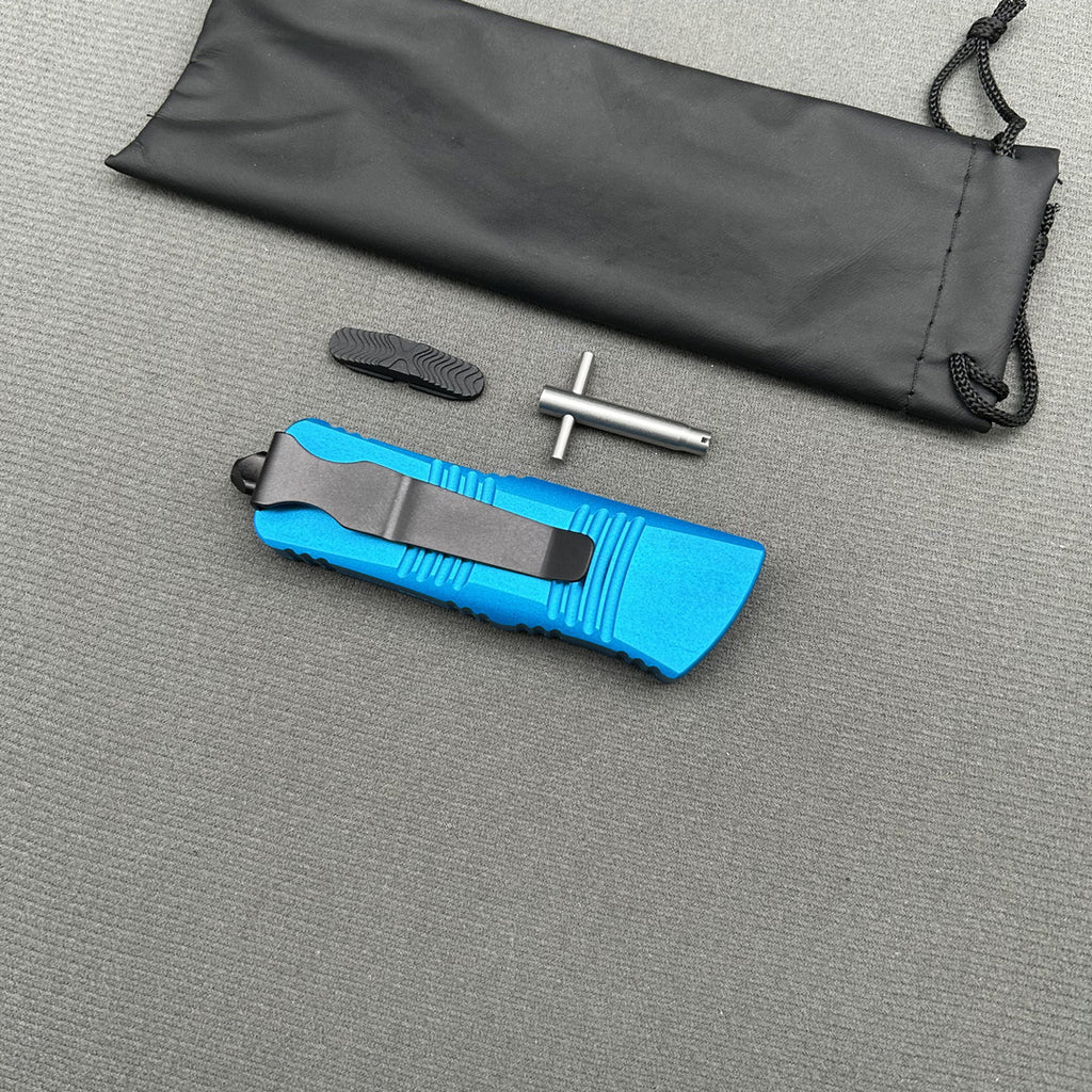 MT Mini COMBAT TROODON Blue Handle CNC Aviation Aluminum 1 Set Survival EDC Camping Outdoor Gear pocket complete knife parts