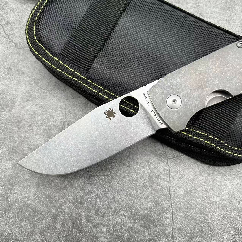SP C186 Folding knife Titanium handle D2 Steel Camping Outdoor Survival Tactical EDC Knife
