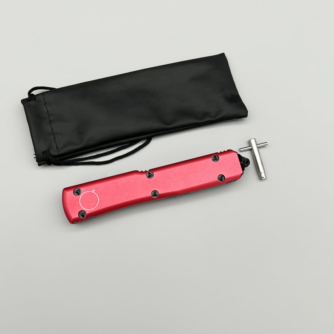 MT UT CNC aviation aluminum Red Handle Hunting Survival Tactical Combat EDC Outdoor Self-defense Pocket OTF complete Knives Parts