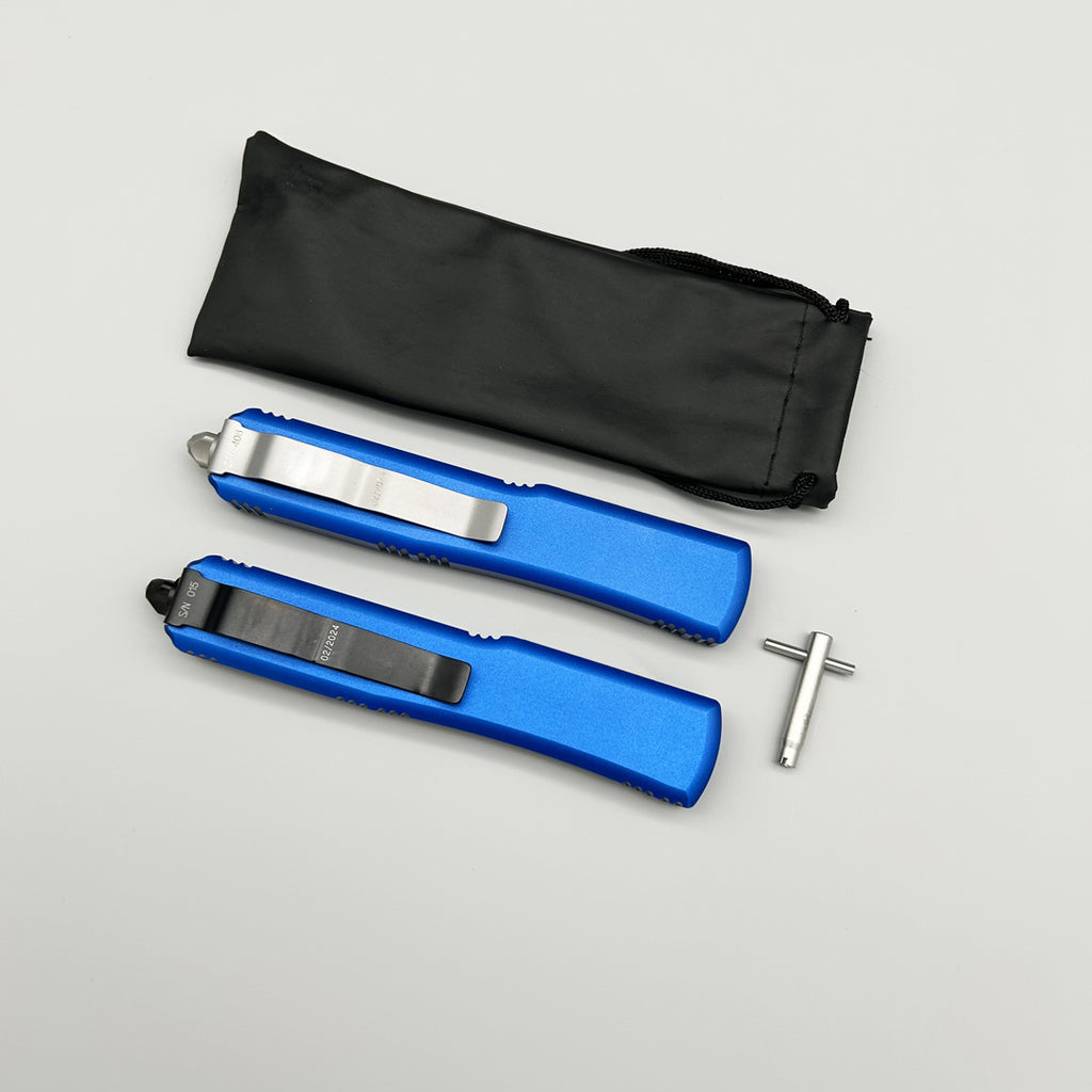 MT UT CNC aviation aluminum Blue Handle Hunting Survival Tactical Combat EDC Outdoor Self-defense Pocket OTF complete Knives Parts