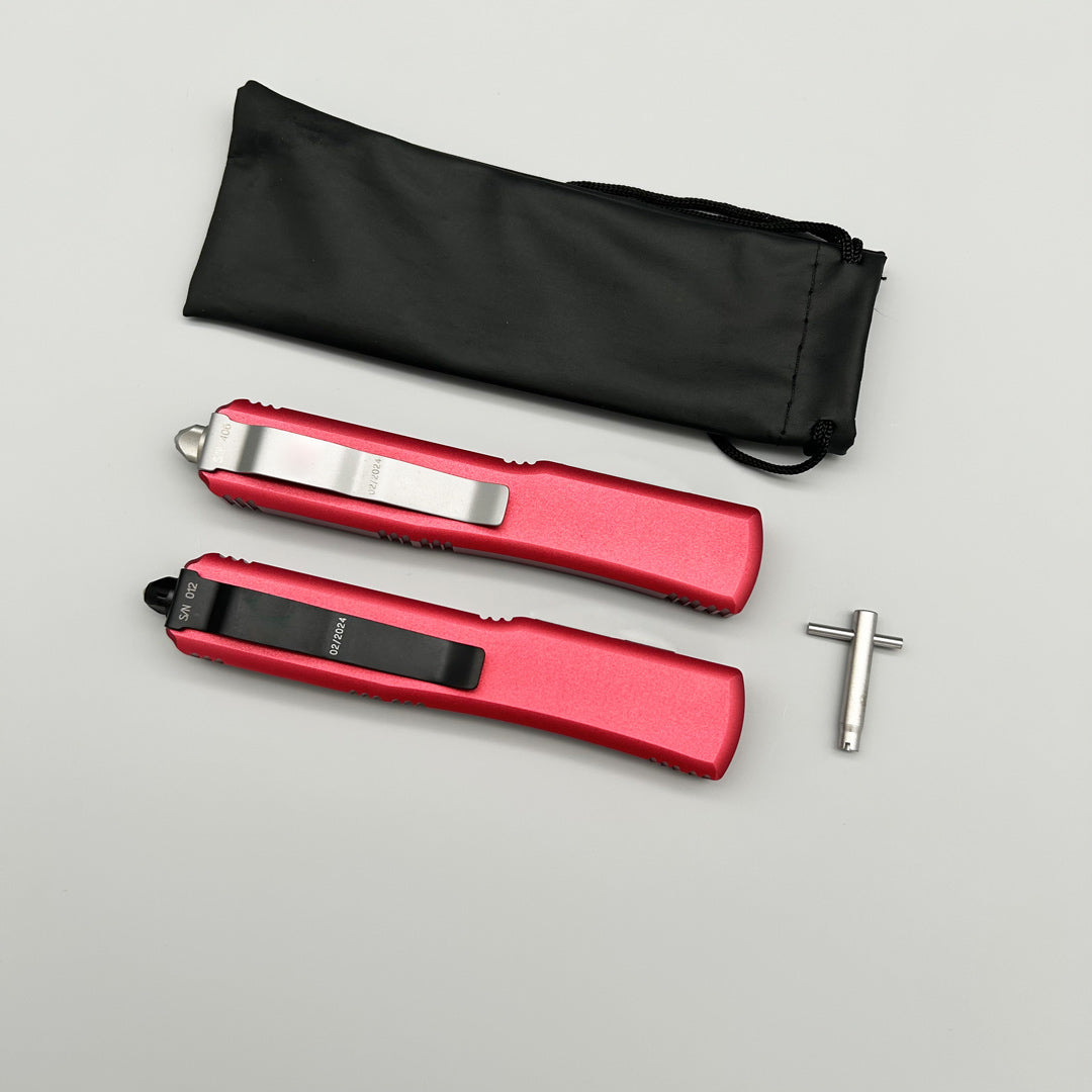 MT UT CNC aviation aluminum Red Handle Hunting Survival Tactical Combat EDC Outdoor Self-defense Pocket OTF complete Knives Parts