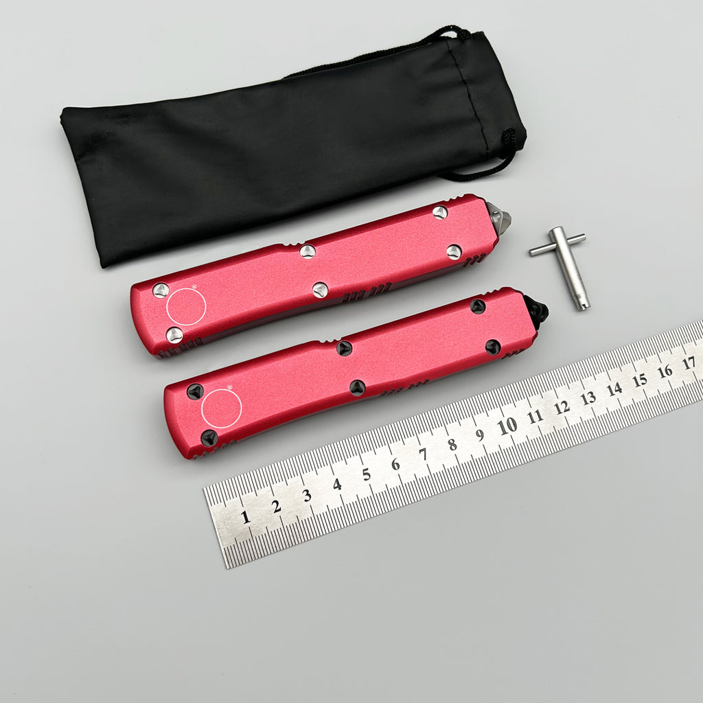 MT UT CNC aviation aluminum Red Handle Hunting Survival Tactical Combat EDC Outdoor Self-defense Pocket OTF complete Knives Parts