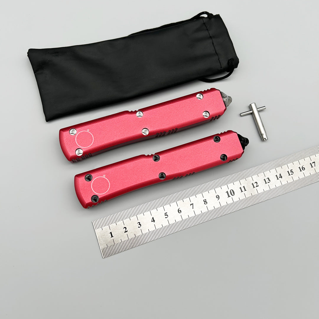 MT UT CNC aviation aluminum Red Handle Hunting Survival Tactical Combat EDC Outdoor Self-defense Pocket OTF complete Knives Parts