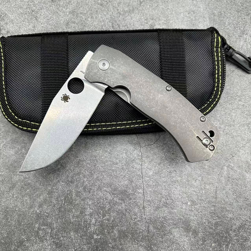 SP C186 Folding knife Titanium handle D2 Steel Camping Outdoor Survival Tactical EDC Knife