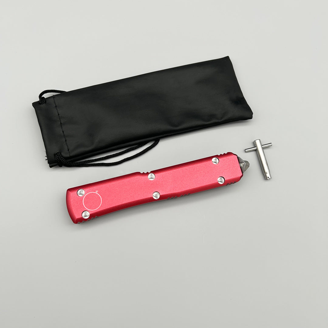 MT UT CNC aviation aluminum Red Handle Hunting Survival Tactical Combat EDC Outdoor Self-defense Pocket OTF complete Knives Parts
