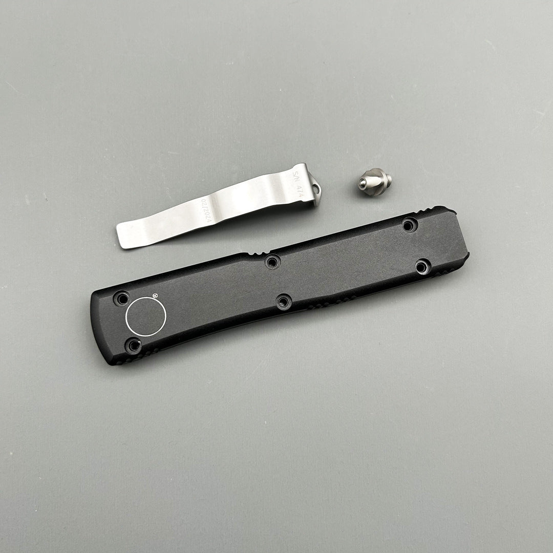 MT UT CNC aviation aluminum Black Handle Hunting Survival Tactical Combat EDC Outdoor Self-defense Pocket OTF Knives complete Parts